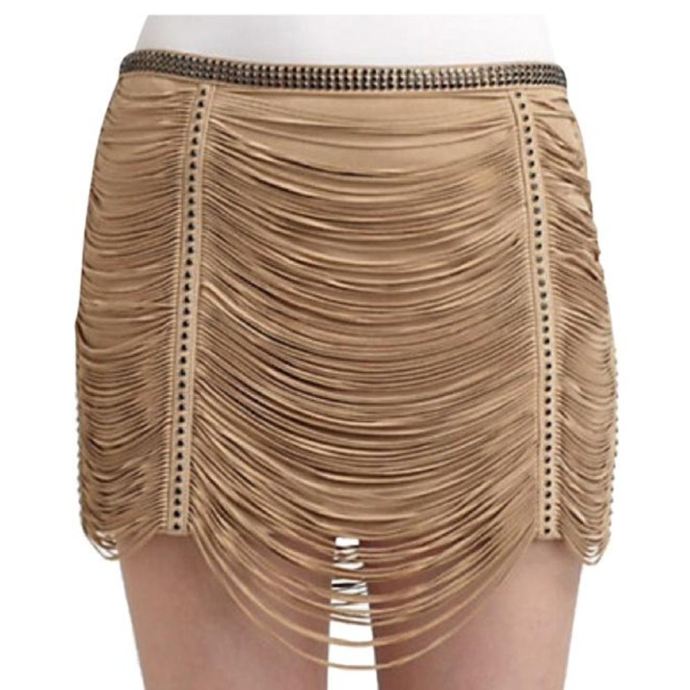 Haute Hippie Suede Fringe Skirt